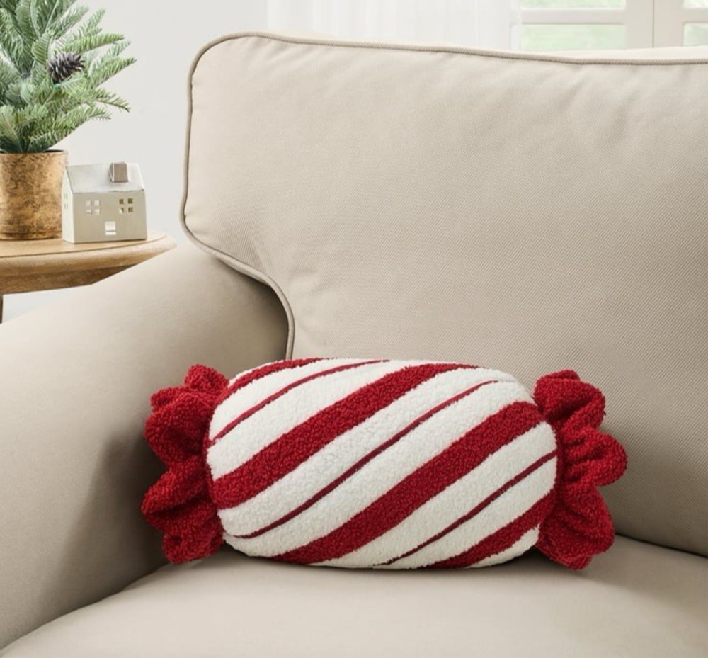 NWT My Texas House Candy Cane Christmas Pillow 18x6 Plush Holiday Decor